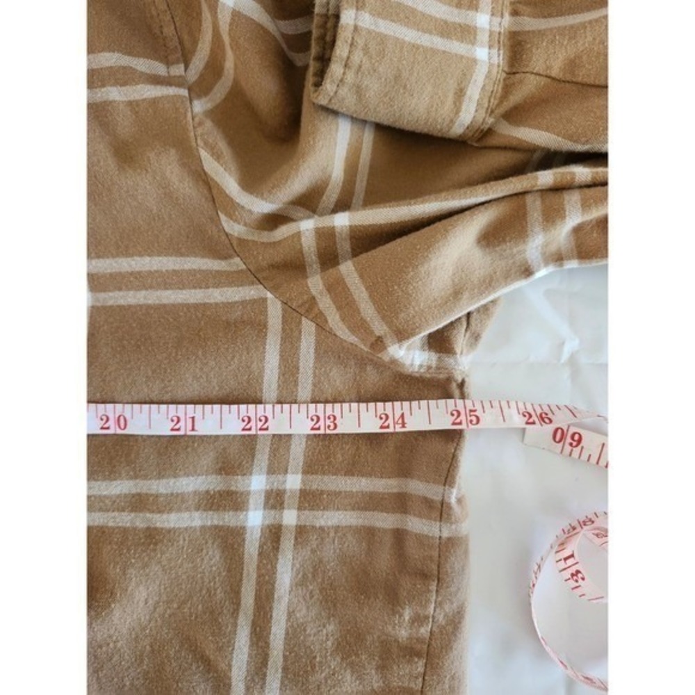J.Crew Plaid Button Front Shirt XL Tan Beige Long Sleeve Casual Cotton Blend - Picture 9 of 9